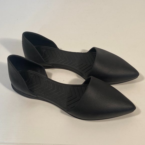 Native Black Rubber Pointed Toe Flats Women Size 9